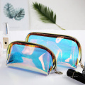 PVC Plastic Zipper Travel Bag Clear Rainbow Makeup Bag